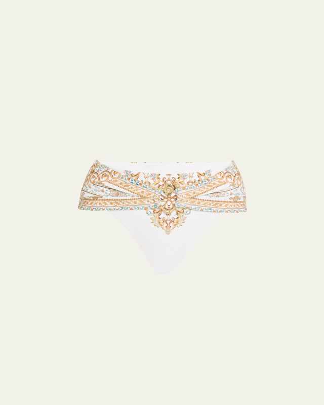 Ottoman Dynasty High Waist Bikini Bottoms with Pleated Waist Tr